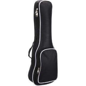 MECCANIXITY Ukulele Case 21 Inch Ukulele Bag Single Shoulder Backpack with Adjustable Straps Black White
