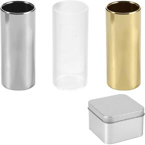 3pcs Guitar Slides Tube, 2 Stainless Steel Guitar Slides Ring and 1 Acrylic Guitar Slide Guitar Finger Slide for Electric And Acoustic Guitar Guitar Accessories for Guitarists And Guitar Beginners