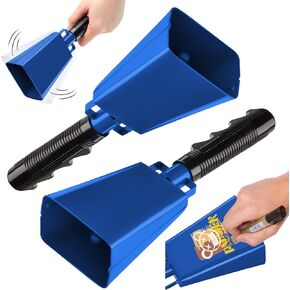 2 Pack 8 Inch Steel Cow Bell with Handles, Cheering Cowbells Noise Maker Large Steel Bell with Handles for Sports Events, Football Games, Concert, School Graduation,Party (Black, 8“-2Pack)