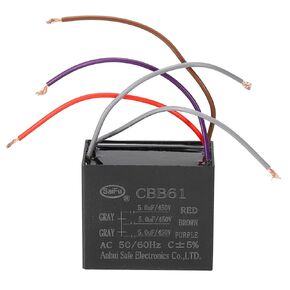 PATIKIL 5uF+5uF+5uF 450 V CBB61 Capacitor, 2Pcs Ceiling Fan Capacitor Motor Starting Capacitor Metalized Polypropylene Film Capacitors for Ceiling Fan Motor, Black