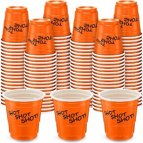 Lounsweer 100 Pieces Plastic Cups 2 oz Disposable Cups Mini 2 oz Party Glasses for Bachelorette Birthday Tasting Serving Samples Cups Halloween Christmas Party Favors Supplies (Colorful)