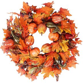 اكليل خريف 24 انش للباب الامامي من لوكيسنا، اكليل عيد الشكر مع عباد الشمس وكوز الصنوبر والكرز الارضي والذرة الرفيعة، اكليل باب سقوط صناعي لجدار النافذة الداخلي والخارجي لعيد الشكر in Kuwait