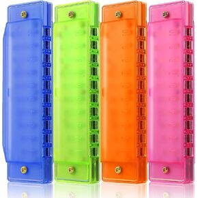 4 Pack Kids Harmonica 10 Hole, Plastic Harmonica for Kids with 4 Colors Educational Toys Beginners Toy Musical Instruments for Kids, Children and Adults (Blue, Pink, Green, Orange)