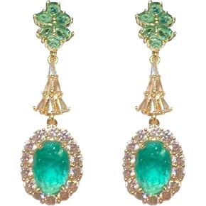 Green Round Cat's Eye Stone Huggie Hoop Earrings Elegant Cute Crystal Bead Drop Earrings Dainty Jewelry Gifts for Women Teen Girls Gold Plated