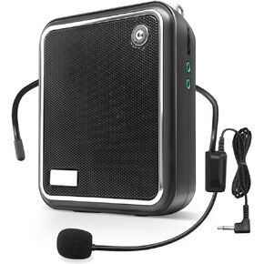 Portable Voice Amplifier,10W Bluetooth Rechargeable Personal Voice Amplifier with Wired Microphone Headset,PA System Speaker for Teaching/Meeting/Outdoors (S50 Wired Headset Microphone Black)