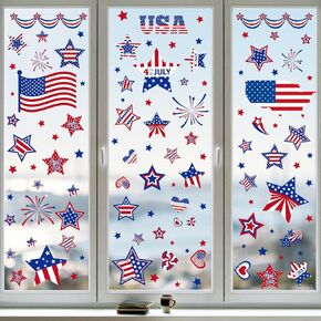 Patriotic Window Clings,Independence Day Window Stickers Labor Day Window Clings,USA Stars Veterans Day, Fourth of July Window Clings for School Home Office Party Supplies in Kuwait