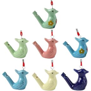 7Pcs Colorful Water Bird Whistle Magpie Peacock Water Bird Whistle Bird Whistle Ceramic