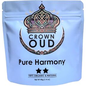 Pure Harmony تاج العود Low Resin, Light Fragrance - 40g All-Natural Agarwood Bakhoor