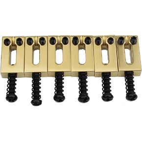 Guyker 10.8MM Guitar Tremolo Bridge Saddles - Copper Plating Modern Guitar Saddles Compatible with Strat ST Tele TL Electric Guitar Replacement Parts Accessories(6 Pack, gold)