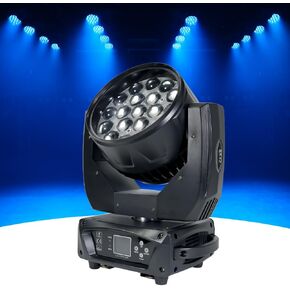 Moving Head Light 19x15W Stage Lights RGBW 4 in 1 Led Stage Lights DMX512 Control Wash Zoom Beam Effect DJ Lights for Parties Live Show Wedding Club