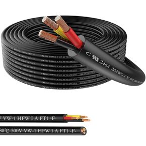 12 Gauge 2 Conductor Electrical Wire Stranded PVC Red & Black Cord Pure Copper Cable 10 M / 32.8FT LED Cable Flexible Extension Power Cord for Auto LED Lighting UL Listed