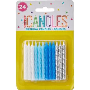Spiral Party Candles - 2.3" | Assorted Colors | 24 Pcs