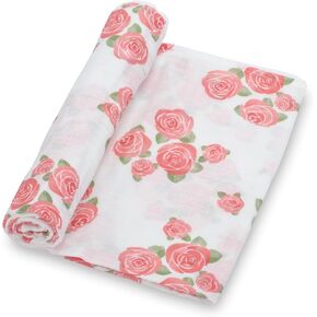 LollyBanks Baby Muslin Swaddle Blanket | 100% Muslin Cotton | Newborn and Baby Nursery Essentials for Girls, Registry | Rose Print
