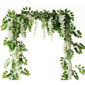 6.6FT 2 Pack Artificial Wisteria Flowers Fake Garland Hanging Silk Ivy Vine Wedding Party Home Garden Wall Decoration, Lavender