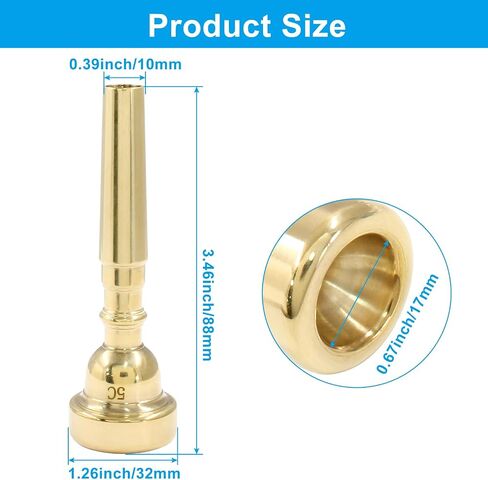 Hitefu Trumpet Mouthpiece 3C Replacement for Beginners and Professional Players - Brass Plated Trumpet Musical Instruments Accessories (Silver) in Saudi Arabia
