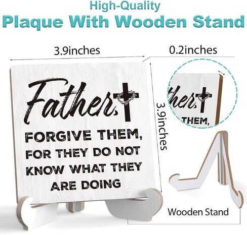 Rustic Easter Blessings Decorations Funny Cross Farmhouse Home Office Desk Decor Christian Religious Gifts for Women Men Wood Plaque Sign with Stand Tiered Tray Cubicle Shelf Decor 4 X 4 Inch in Saudi Arabia