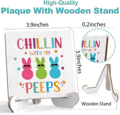 Rustic Easter Blessings Decorations Funny Cross Farmhouse Home Office Desk Decor Christian Religious Gifts for Women Men Wood Plaque Sign with Stand Tiered Tray Cubicle Shelf Decor 4 X 4 Inch in Saudi Arabia