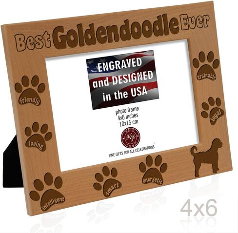 إطار صورة KATE POSH Goldendoodle، أفضل Goldendoodle على الإطلاق، هدية جرو جديدة، هدية لمحبي الكلاب، كلب تذكاري، إطار صور من الخشب الطبيعي محفور (5 × 7 رأسيًا) in Saudi Arabia