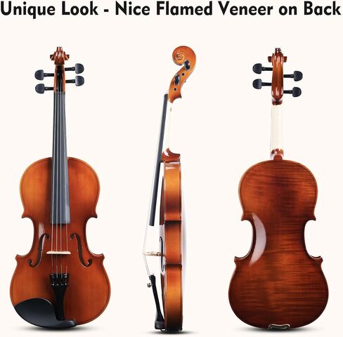 ADM 3/4 Size Wood Violin Set for Kids Teens Students Adults Beginner Acoustic Violin Matte Fiddle Starter Kit with Hard Case, Rosin, Shoulder Rest, Bow, Clip-on Tuner and Fingerboard Sticker in Kuwait