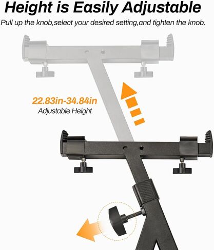 حامل لوحة المفاتيح AODSK شديد التحمل - حامل بيانو عالي التحمل قابل للتعديل والمحمول على طراز Z ​​للأطفال والكبار، ارتفاع وعرض قابل للتعديل يناسب 61-88 مفتاحًا للبيانو الكهربائي in Kuwait