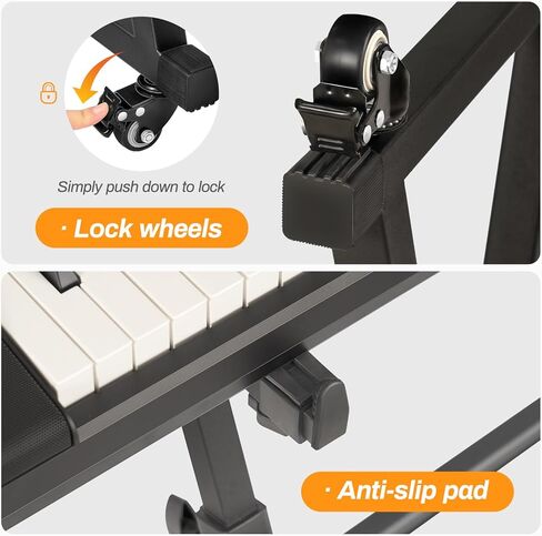 حامل لوحة المفاتيح AODSK شديد التحمل - حامل بيانو عالي التحمل قابل للتعديل والمحمول على طراز Z ​​للأطفال والكبار، ارتفاع وعرض قابل للتعديل يناسب 61-88 مفتاحًا للبيانو الكهربائي in Kuwait