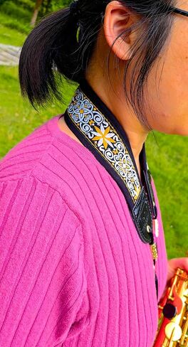 lightstar IRIN Embroidery Saxophone Neck Strap - (Comfort, Breathable, Metal Swivel Snap Hook) Sax Neck Strap for Alto Tenor in Saudi Arabia