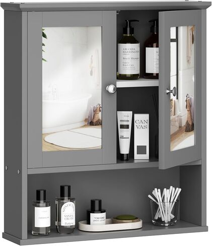 Shintenchi Bathroom Cabinet with Mirror, Wood Medicine Cabinet with Adjustable Shelf, Wall Mount Cabinet Storage, Cupboard, White in Saudi Arabia