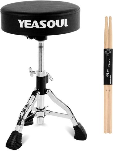 Drum Throne Seat Padded Drum Chair Drum Stool Height Adjustable Double Braced Stool with a Pair Drumsticks for Kids Drummers in Kuwait