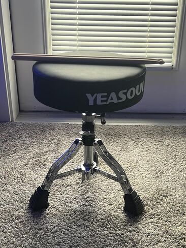 Drum Throne Seat Padded Drum Chair Drum Stool Height Adjustable Double Braced Stool with a Pair Drumsticks for Kids Drummers in Kuwait