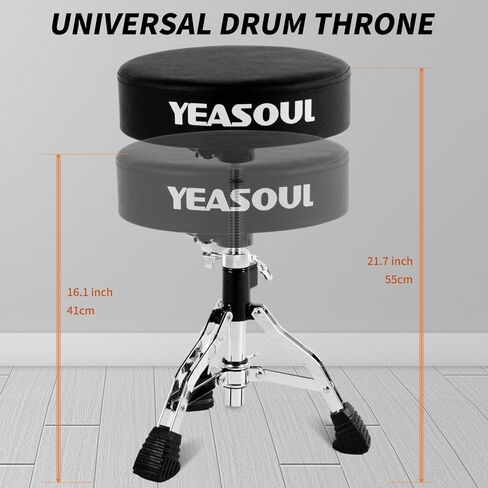 Drum Throne Seat Padded Drum Chair Drum Stool Height Adjustable Double Braced Stool with a Pair Drumsticks for Kids Drummers in Kuwait