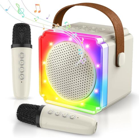 BAYSING Karaoke Machine for Kids, Portable Bluetooth Speaker with 2 Wireless Microphones, Mini Karaoke Machine with LED Light, Ideal Christmas, Birthday Toys Gift for 4, 5, 6, 7, 8, 9 Years Girl, Boy in Saudi Arabia