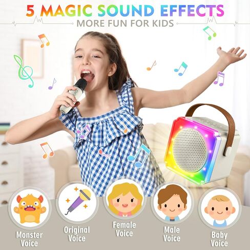 BAYSING Karaoke Machine for Kids, Portable Bluetooth Speaker with 2 Wireless Microphones, Mini Karaoke Machine with LED Light, Ideal Christmas, Birthday Toys Gift for 4, 5, 6, 7, 8, 9 Years Girl, Boy in Saudi Arabia