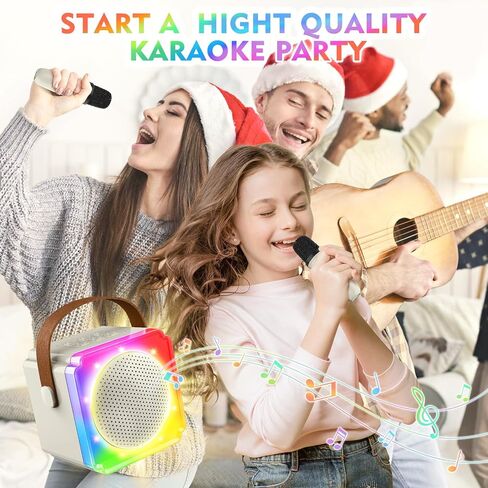 BAYSING Karaoke Machine for Kids, Portable Bluetooth Speaker with 2 Wireless Microphones, Mini Karaoke Machine with LED Light, Ideal Christmas, Birthday Toys Gift for 4, 5, 6, 7, 8, 9 Years Girl, Boy in Saudi Arabia
