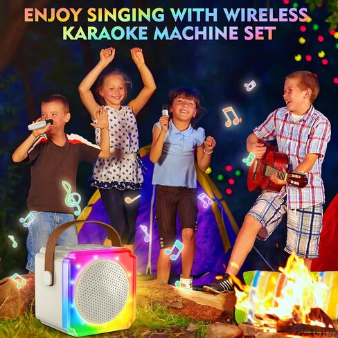 BAYSING Karaoke Machine for Kids, Portable Bluetooth Speaker with 2 Wireless Microphones, Mini Karaoke Machine with LED Light, Ideal Christmas, Birthday Toys Gift for 4, 5, 6, 7, 8, 9 Years Girl, Boy in Saudi Arabia