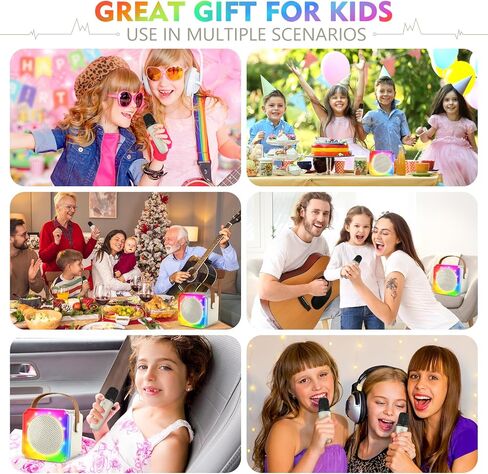 BAYSING Karaoke Machine for Kids, Portable Bluetooth Speaker with 2 Wireless Microphones, Mini Karaoke Machine with LED Light, Ideal Christmas, Birthday Toys Gift for 4, 5, 6, 7, 8, 9 Years Girl, Boy in Saudi Arabia