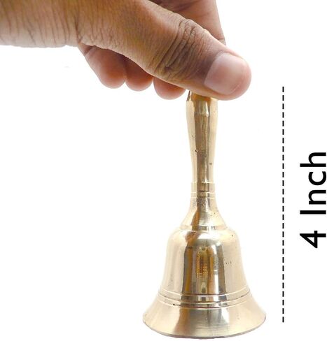 Indian Traditional Musical Hand Held Brass Bell, Ghanti for Puja/Pooja, Home, Temple, Aarti - 4 inch in Saudi Arabia