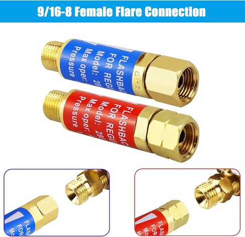 Oxygen and Acetylene Flashback Arrestors Set 2-Set Regulator End 9/16-18 Threads B Size in Saudi Arabia