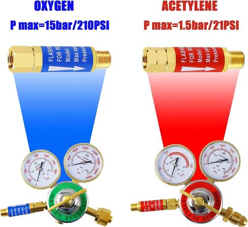 Oxygen and Acetylene Flashback Arrestors Set 2-Set Regulator End 9/16-18 Threads B Size in Saudi Arabia