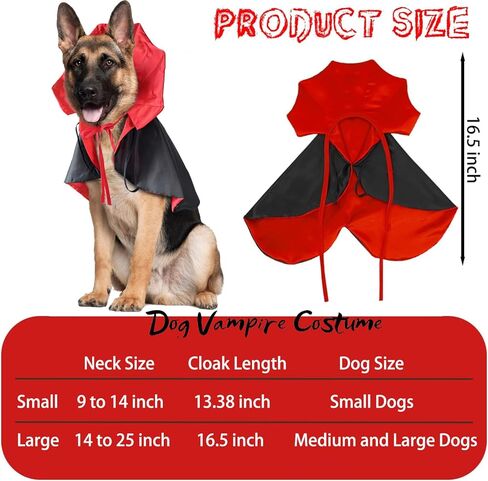 Pextian Halloween Dog Vampire Costume, Halloween Dog Cloak Costume Cape, Dog Devil Costume Dog Vampire Cloak Cape, Halloween Dog Costumes for Small Medium Large Pets Cats in Saudi Arabia