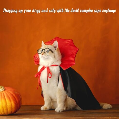 Pextian Halloween Dog Vampire Costume, Halloween Dog Cloak Costume Cape, Dog Devil Costume Dog Vampire Cloak Cape, Halloween Dog Costumes for Small Medium Large Pets Cats in Saudi Arabia