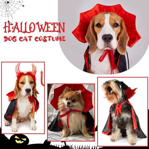 Pextian Halloween Dog Vampire Costume, Halloween Dog Cloak Costume Cape, Dog Devil Costume Dog Vampire Cloak Cape, Halloween Dog Costumes for Small Medium Large Pets Cats in Saudi Arabia