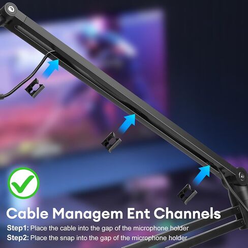 Low Profile Mic Arm,360° Rotatable Microphone Stand with 3/8" to 5/8" Adapter,Microphone Boom Arm Compatible for Fifine AM8 K669B Elgato Blue Yeti HyperX QuadCast AT2020 Shure SM58 SM7B in Kuwait