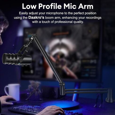 Low Profile Mic Arm,360° Rotatable Microphone Stand with 3/8" to 5/8" Adapter,Microphone Boom Arm Compatible for Fifine AM8 K669B Elgato Blue Yeti HyperX QuadCast AT2020 Shure SM58 SM7B in Kuwait