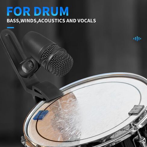 DJ7 7 Piece Wired Drum Mic Kit, Kick Bass Whole Metal Wired Dynamic Drum Mic Set for Tom/Snare & Cymbals Microphone,with Carrying Case + Thread Clip Inserts Mics Holder in Saudi Arabia