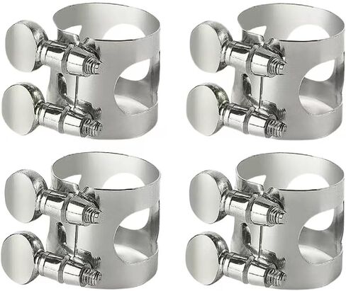 4 PCS of clarinet Ligature Bb clarinet Ligature，Ligature is a clarinet mouthpiece wooden saxophone instrument， silver clarinet Ligature B flat adjustable screw clarinet mouthpiece in Kuwait