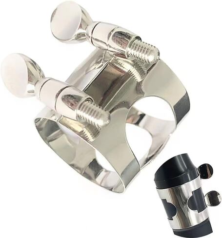 4 PCS of clarinet Ligature Bb clarinet Ligature，Ligature is a clarinet mouthpiece wooden saxophone instrument， silver clarinet Ligature B flat adjustable screw clarinet mouthpiece in Kuwait