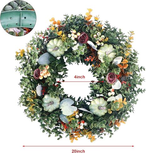 اكليل خريف 24 انش للباب الامامي من لوكيسنا، اكليل عيد الشكر مع عباد الشمس وكوز الصنوبر والكرز الارضي والذرة الرفيعة، اكليل باب سقوط صناعي لجدار النافذة الداخلي والخارجي لعيد الشكر in Kuwait