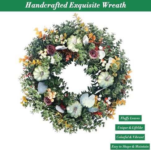 اكليل خريف 24 انش للباب الامامي من لوكيسنا، اكليل عيد الشكر مع عباد الشمس وكوز الصنوبر والكرز الارضي والذرة الرفيعة، اكليل باب سقوط صناعي لجدار النافذة الداخلي والخارجي لعيد الشكر in Kuwait