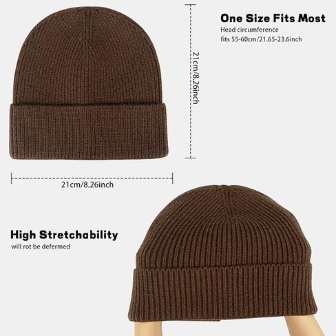 Rosoz 1 & 2 Packs Beanie for Men Women Warm Winter Hats Knit Acrylic Soft Cuffed Beanies Cap Daily Beanie Hat Unisex in Saudi Arabia