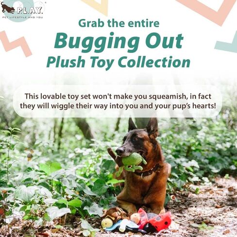 P.L.A.Y. Cute Plush Dog Toys - Bugging Out, Insect Themed Durable Pet Squeaker Chew Toy, Great for Puppies & Small, Medium, Large Dog Breeds - Machine Washable, Recycled Materials (Lola The Ladybug) in Saudi Arabia